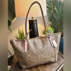 SOLD. Coach Ava Pink and Brown Signature Bag
